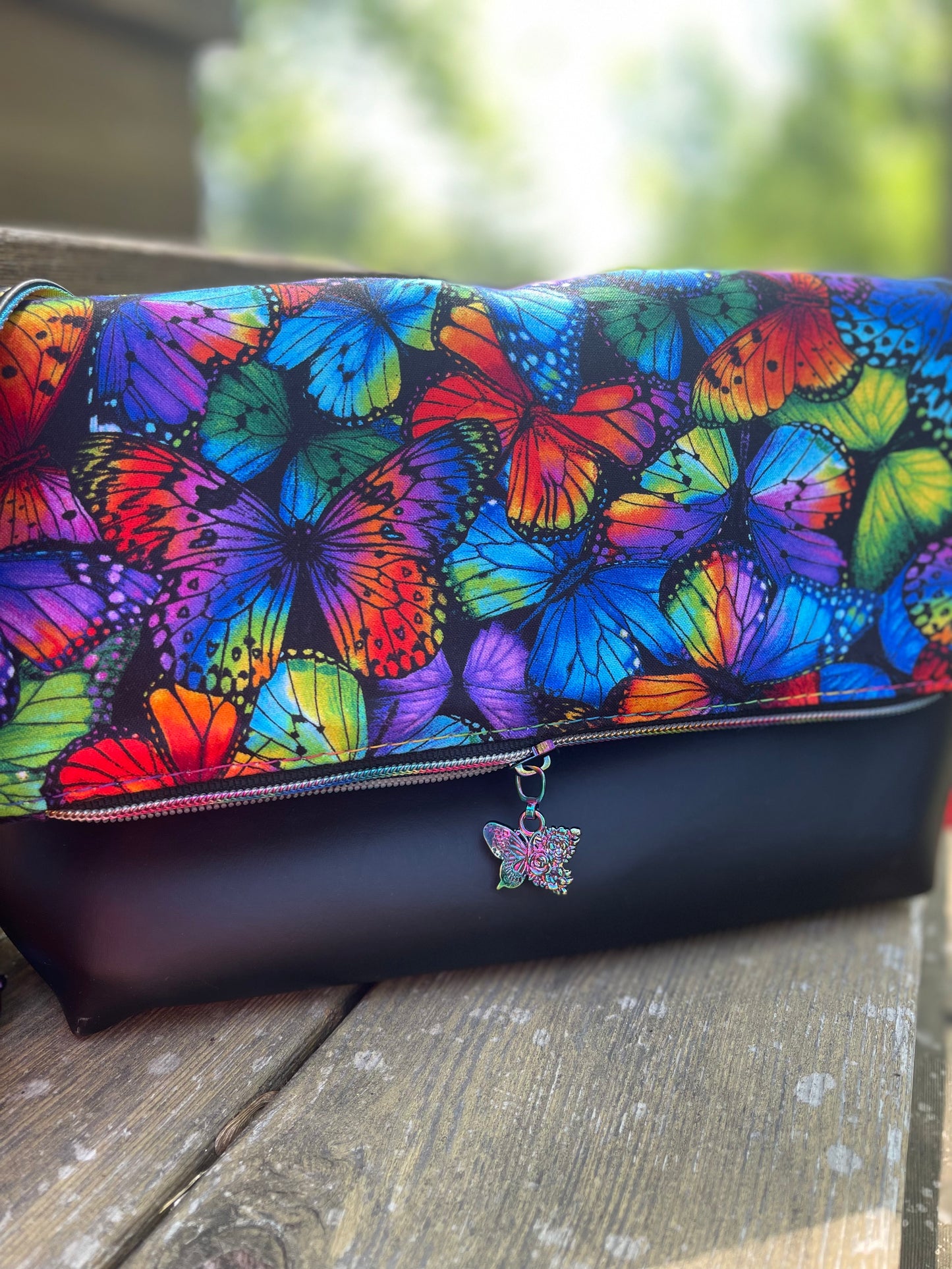 Rainbow Butterfly Fiona Foldover Purse