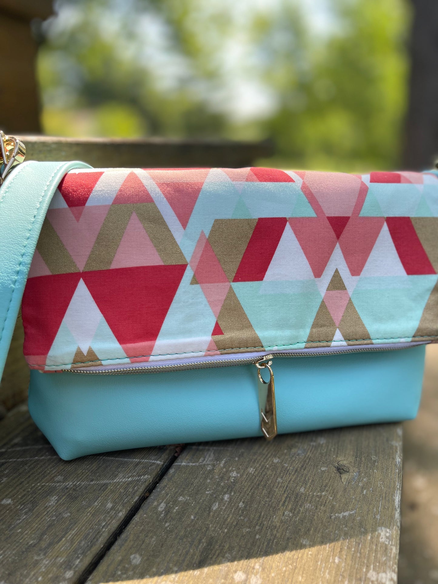 Gold Geometric Fiona Foldover Purse