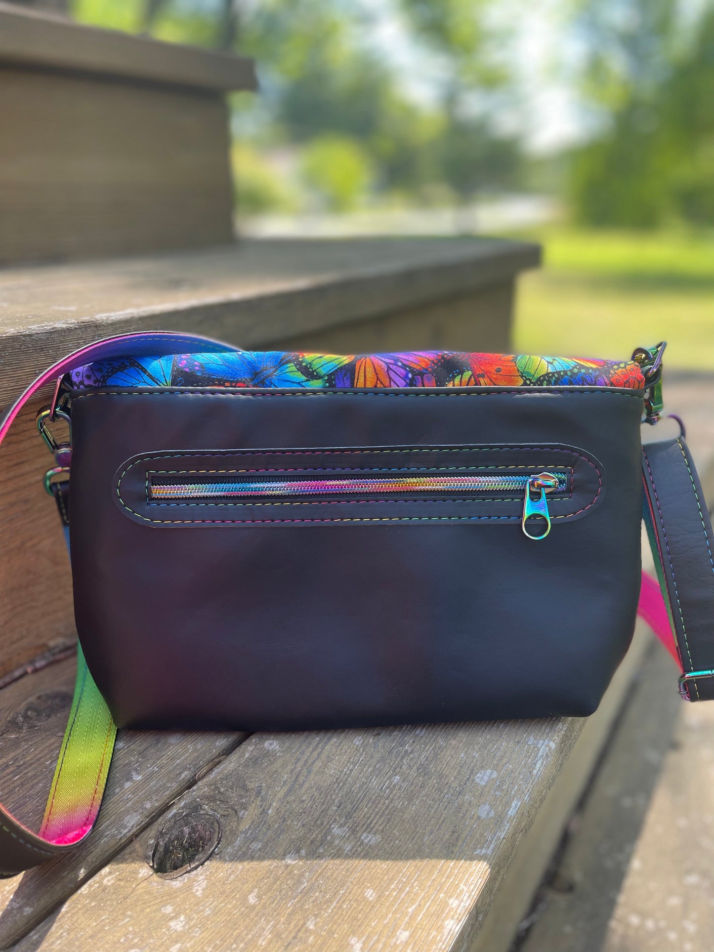 Rainbow Butterfly Fiona Foldover Purse