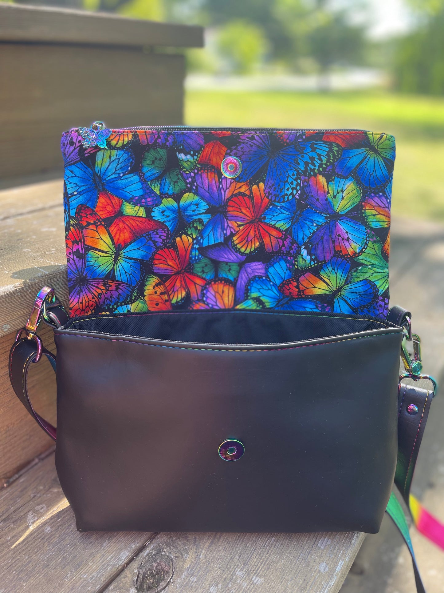 Rainbow Butterfly Fiona Foldover Purse