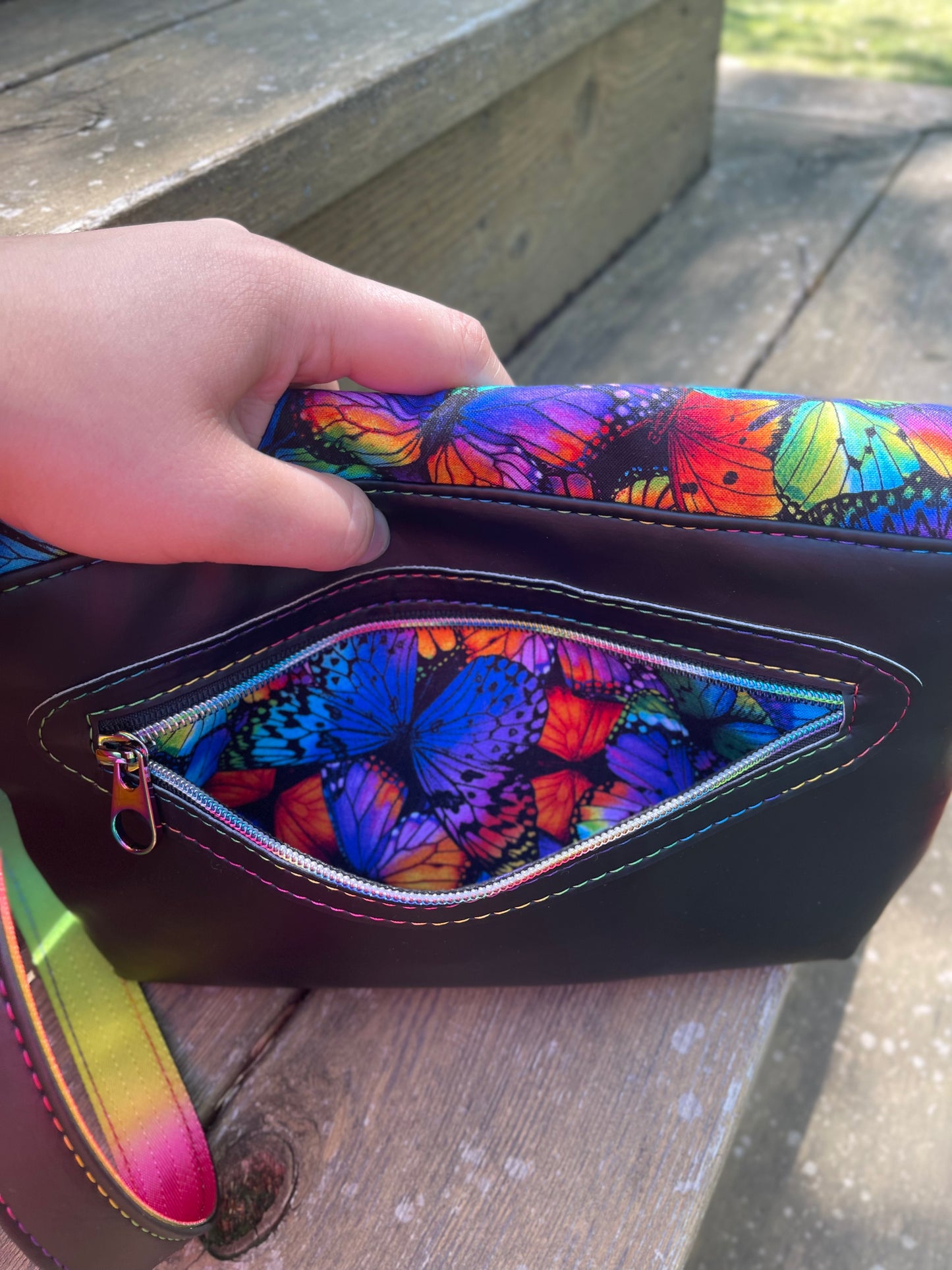 Rainbow Butterfly Fiona Foldover Purse