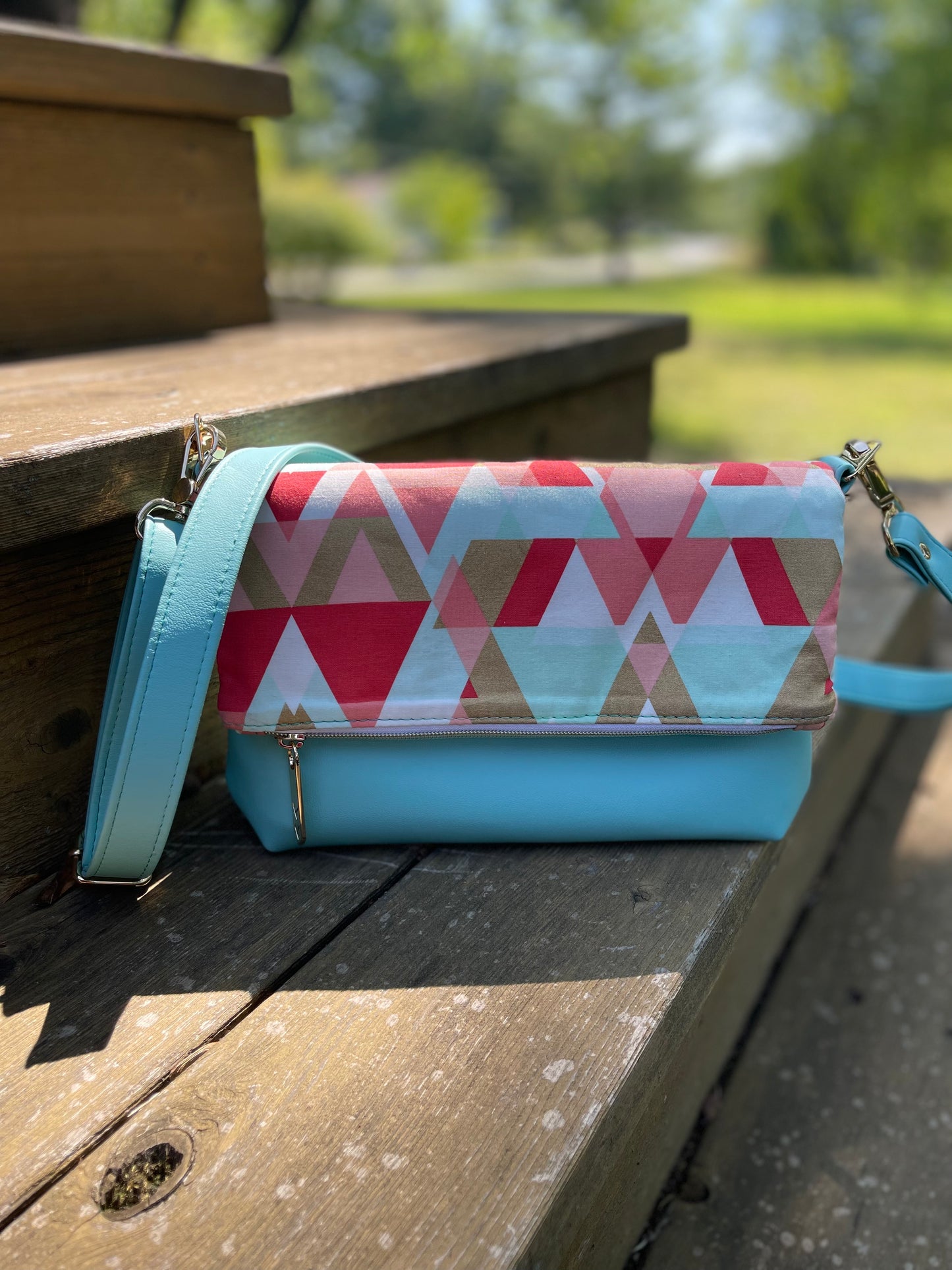 Gold Geometric Fiona Foldover Purse