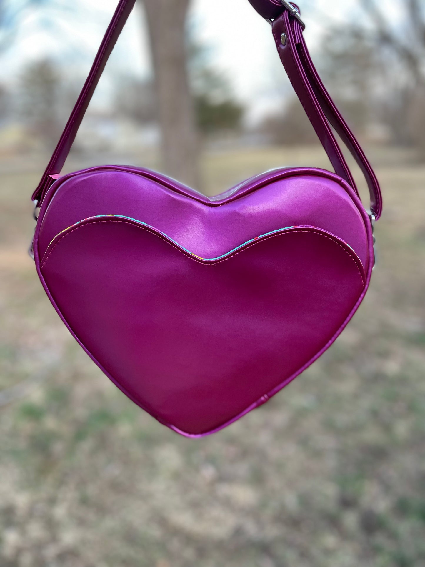 Heart Shape Quilted Purse Purple